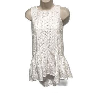 CAT & JACK Eyelet Sleeveless White Girls Summer Tiered Ruffle Dress Medium 7 8